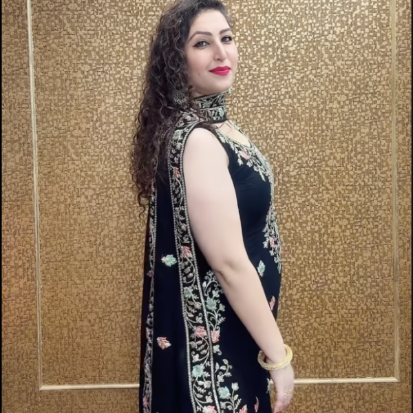 Dark Green Roman Silk Embroidered in indo western style